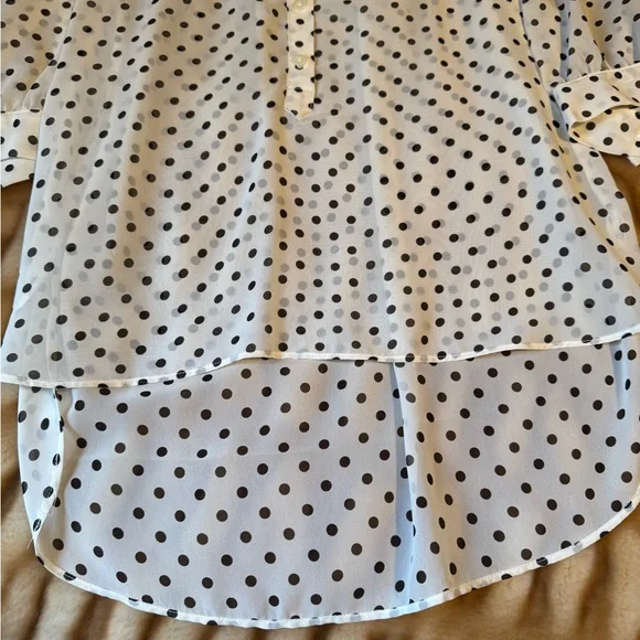 LC Lauren Conrad White Polka Dot Blouse - Picture 4 of 10